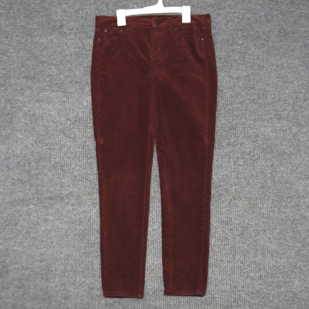 J Crew Toothpick Velour Pants Womens 28 Burgundy Maroon B4104 Stretch Slim